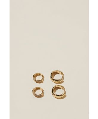 Rubi - 2Pk Mid Earring - Gold plated pave diamante