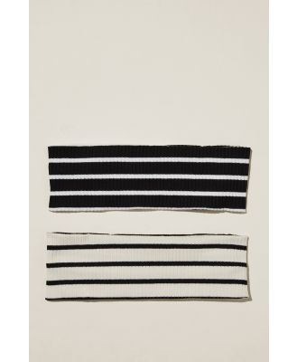 Rubi - 2Pk Soft Headband - Ecru and black stripe