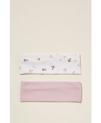Rubi - 2Pk Soft Headband - Pink floral and light pink