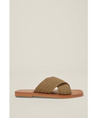 Rubi - Bella Crossover Slide - Khaki crochet