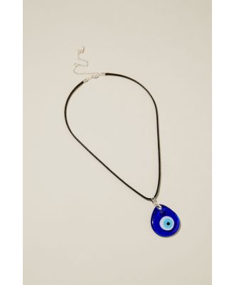 Rubi - Cord Pendant Necklace - Black cord glass evil eye