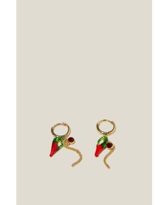 Rubi - Mid Charm Earring - Gold plated glass chilli