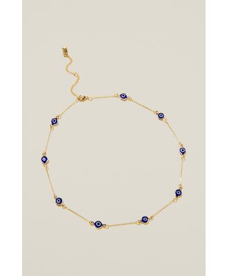 Rubi - Pendant Necklace - Gold plated multi glass evil eye