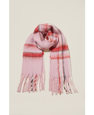 Rubi - Phoebe Brushed Tassel Scarf - Celeste check red/pink