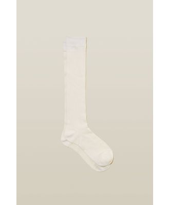 Rubi - Pointelle Knit Knee High Sock - White
