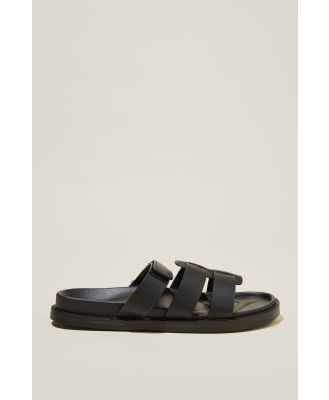 Rubi - Sammy Multi Strap Slide - Black pebbled