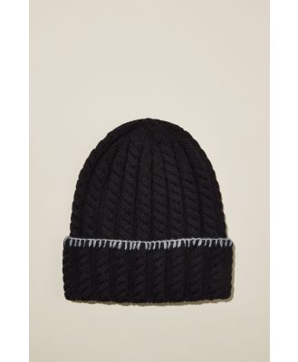 Rubi - The Holiday Chunky Knit Beanie - Black cable