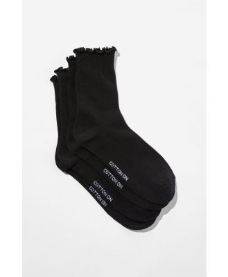 Rubi - The Perfect Pair Frill Rib Crew Sock 2Pk - Black