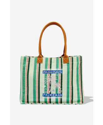 Rubi - The Stand By Tote - Palmeras/green stripe