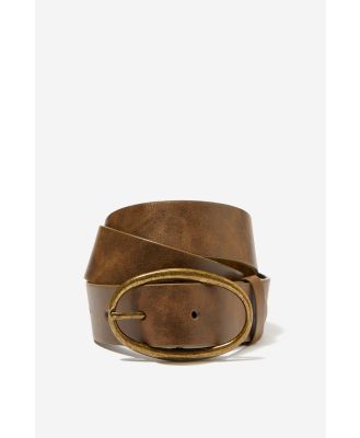 Supré - Antique Buckle Belt - Distressed brown/antique gold