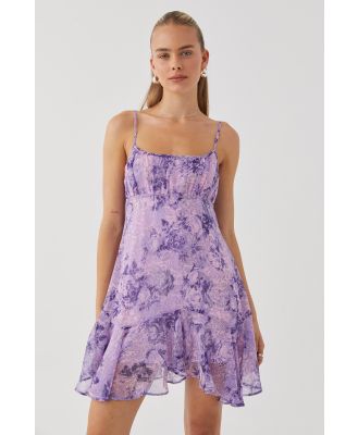 Supré - Rose Frill Mini Dress - Rose paisley lilac