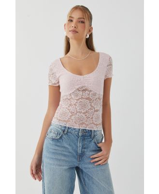 Supré - Tessa Lace Tee - Gloss pink