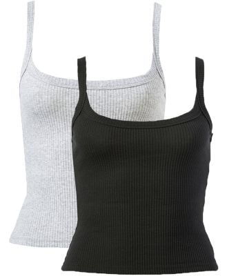 Supre - Multipack 2pk Riri Scoop Neck Tank - Black/grey marle