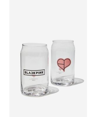 Typo - BlackPink Can Glass Tumbler Set of 2 - Lcn bra black pink heart pink