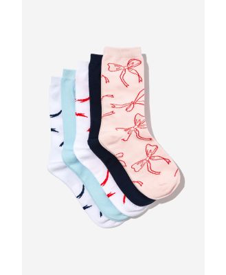Typo - Box Of Socks - Bows navy and pink (s/m)