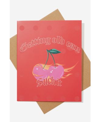 Typo - Cherry Premium Funny Birthday Card - Scented getting old can suck it cherry