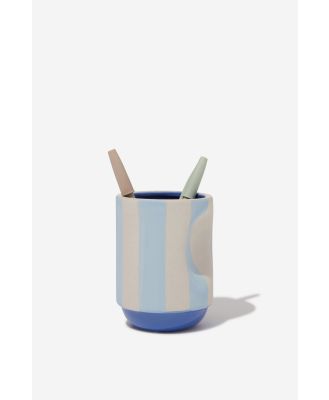 Typo - Pen Holder - Artic blue/ecru stripe