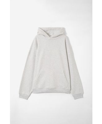 Typo - Premium Fleece Oversized Hoodie - Grey marle overworked underpaid