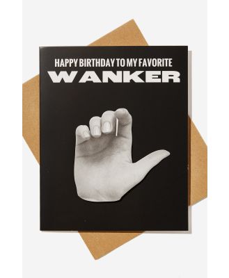 Typo - Premium Funny Birthday Card - Bobble happy birthday wanker! hand gesture