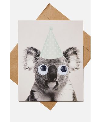 Typo - Premium Funny Birthday Card - Koala party hat googly eyes