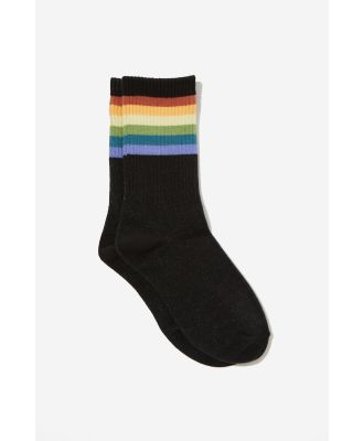 Typo - Socks - Tube black with muted rainbow