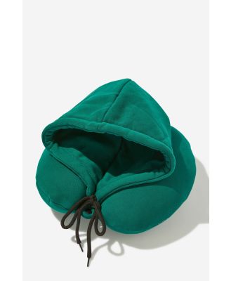 Typo - Travel Hoodie Neck Pillow - Heritage green