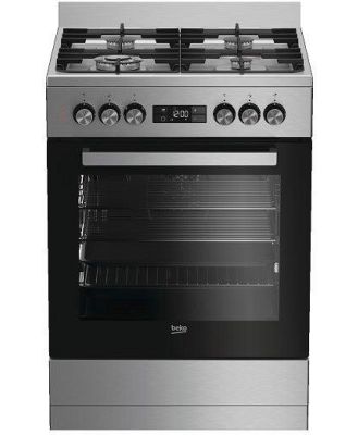 Beko 60cm Upright Dual Fuel Cooker - Stainless Steel