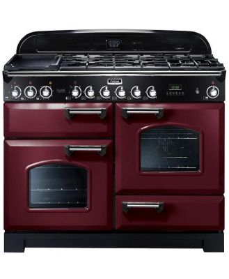 Falcon 110cm Classic Deluxe 5 Burner Dual Fuel Cooker - Cranberry/ Chrome