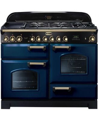 Falcon 110cm Classic Deluxe 5 Burner Dual Fuel Cooker - Royal Blue/Brass