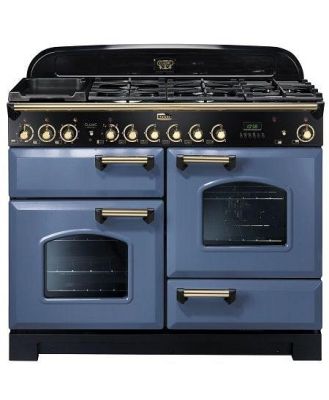 Falcon 110cm Classic Deluxe 5 Burner Dual Fuel Range Cooker - Blue Stone/Brass