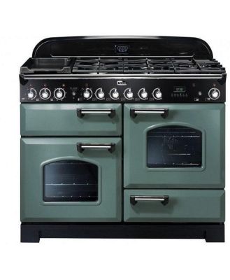 Falcon Classic Deluxe 110cm Dual Fuel Cooker - Mineral Green and Chrome