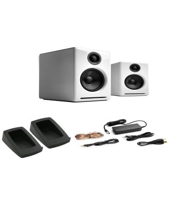 Audioengine A2+ Wireless Speakers with DS1 Speaker Stands (White)