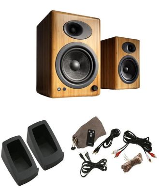 Audioengine A5+ Powered Bookshelf Speakers with DS2 Speaker Stands (Bamboo)