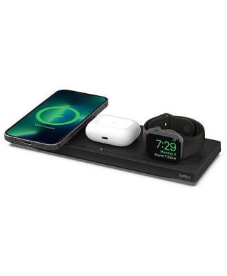 Belkin BOOSTCHARGE PRO 3-in-1 Wireless Charging Pad With MagSafe - Black