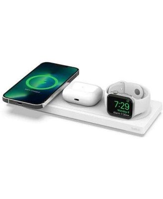 Belkin BOOSTCHARGE PRO 3-in-1 Wireless Charging Pad With MagSafe - White