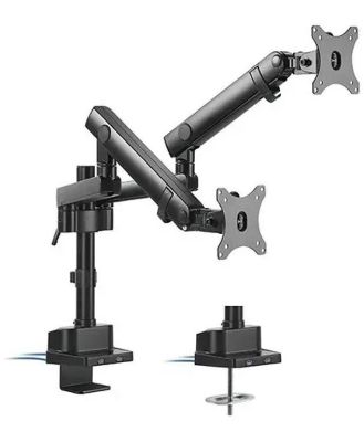 Brateck Dual Monitor Aluminium Pole-Mounted Spring-Assisted Arm