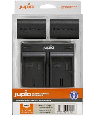 Jupio Value Pack: 2x Canon LP-E6NH 2130mAh Battery + USB Dual Charger