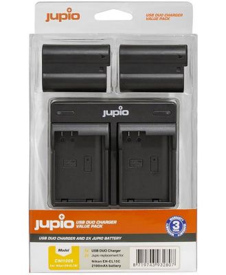 Jupio Value Pack: 2x Nikon EN-EL15C 2100mAh Battery + USB Dual Charger