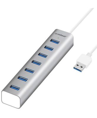 Mbeat 7-Port USB 3.0 Aluminum Slim Hub with Power for PC and MAC