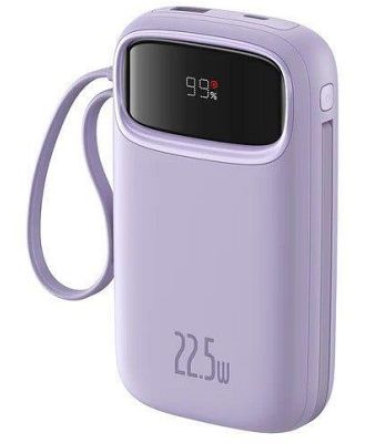 Baseus Qpow2 Dual-Cable Digital Display Fast Charge Power Bank 22.5W (Purple)