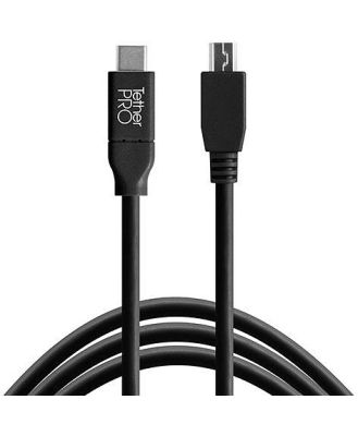 TetherPro USB-C TO 2.0 Micro-B 5-Pin 4.6M Black Cable