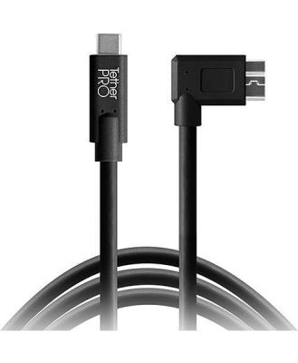 TetherPro USB-C to USB 3.0 Micro-B Right Cable - Black