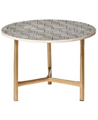 Aria Bone Inlay Round Coffee Table Small Black and White