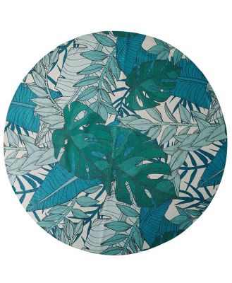 Aruba Blue Green Tropical Print Round Outdoor Rug 180cm
