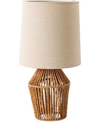 Beatrice Rattan Linen Table Lamp 32cm