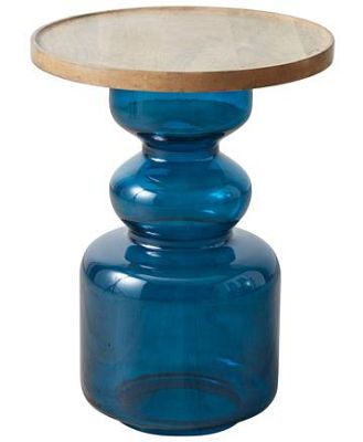 Bolly Wooden Top Side Table Blue 38x38x47cm