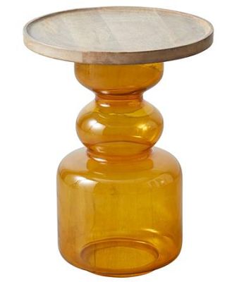 Bolly Wooden Top Side Table Mustard 38x38x47cm