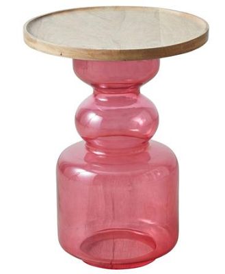 Bolly Wooden Top Side Table Pink 38x38x47cm