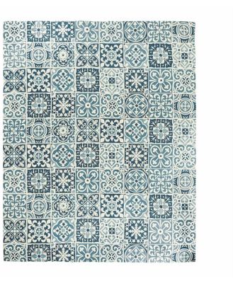 Carrelage Tile Hand Woven Grey And Soft Blue Rug 300x240cm