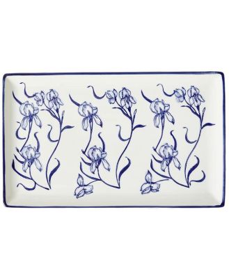 Claymont Linear Flowers Sq Plate Blue And White 31X19X2cm